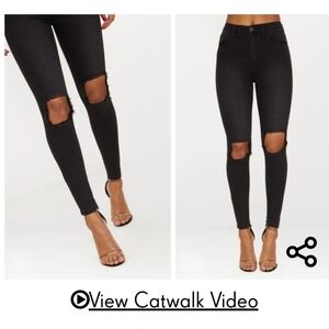 BNWT PRETTY LITTLE THINGS BLACK SQUARE RIP KNEE